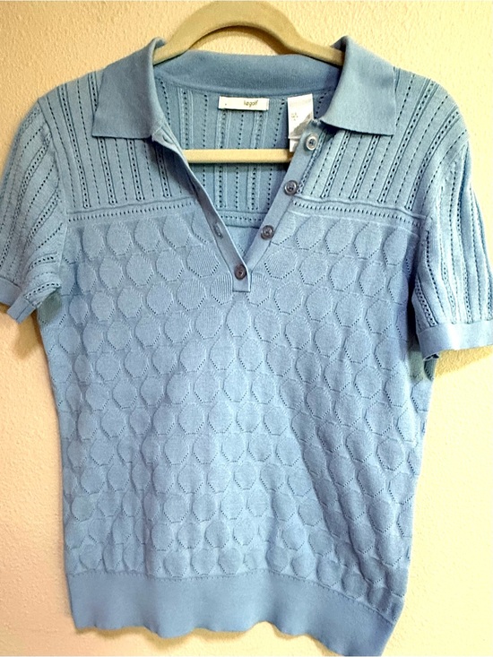 Liz Claiborne Tops - Lizgolf,Liz Claiborne Knit Pale Blue Short-Sleeve Knit Polo Sz S,94% Cotton
